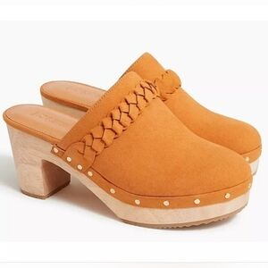J. Crew Camel Faux Suede Clogs Wood Heel‎ EUC women's SZ 7.5
